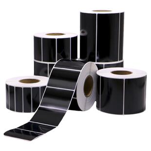 黑色PET标签纸不干胶条码打印纸PVC设备序列号铭牌pp合成贴纸定制