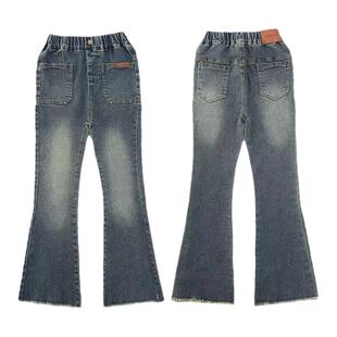 悠卡漫秋冬款女童牛仔裤儿童喇叭裤女孩加绒加厚保暖中大童长裤