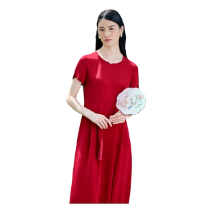 佐尔美高质感 桑蚕丝真丝重绉连衣裙女E22LS75
