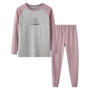 青少年秋衣秋裤女童薄款儿童内衣套装女孩纯棉女士大童秋装棉毛衫