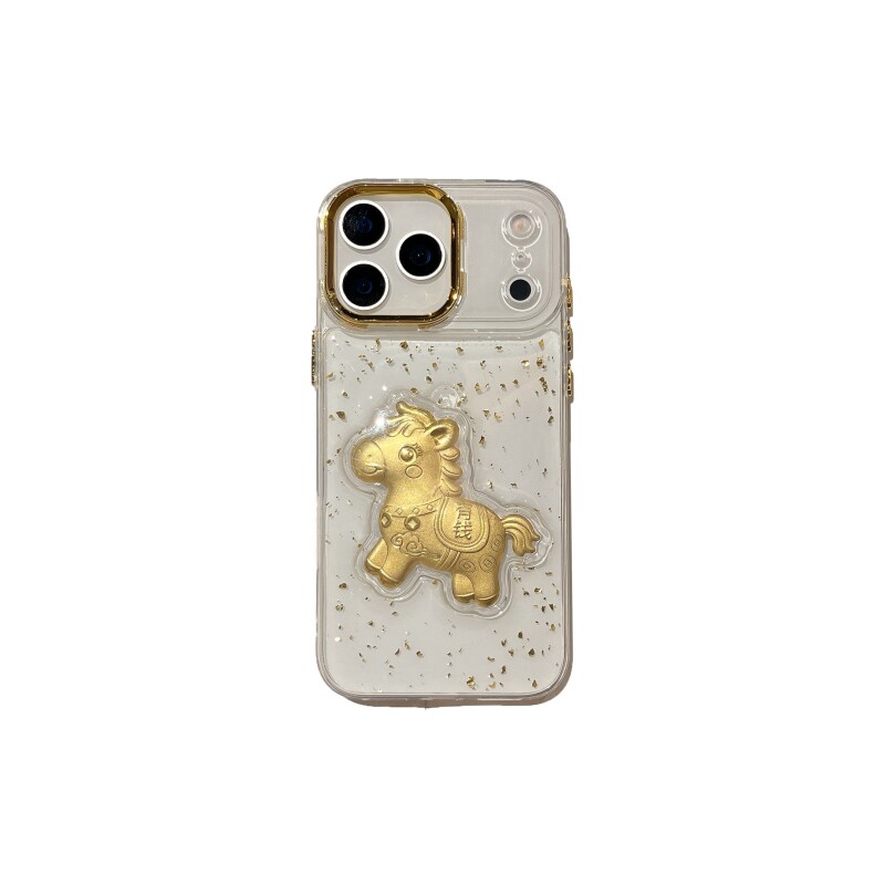 金边滴胶马上有钱黄金色适用iPhone17promax手机壳招财苹果16全包15透明金箔14金色手链防摔999全包新年1