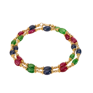 若华珠宝三生石 满天星红蓝宝石项链女18K金沙弗莱锁骨链吊坠礼物