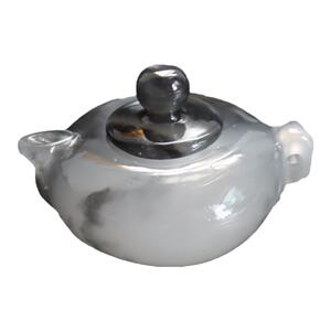 水墨青花金丝玉把把壶小摆件