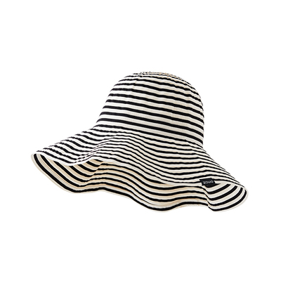 zauo防晒条纹渔夫帽可折叠遮阳帽