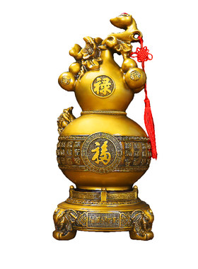 古铜色葫芦摆件福到财到客厅酒柜玄关店铺公司办公室开业乔迁礼物