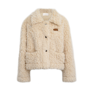 Kroche 奶油泡芙 皮毛一体 卷毛泰迪熊短款羊羔毛过冬厚外套