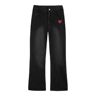 查尔斯桃心美式弯刀微喇牛仔裤