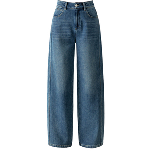 今年流行的A版阔腿牛仔裤女2025新款秋冬宽松直筒休闲加绒女裤