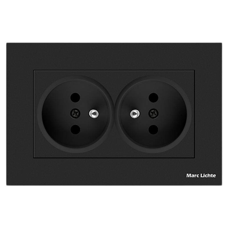 80型黑色哑光外贸专用欧标法式俄规德式16A组合连体开关插座面板