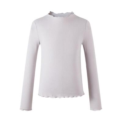 Little Naive女童百搭弹力T恤秋季新款木耳边打底衫儿童内搭上衣