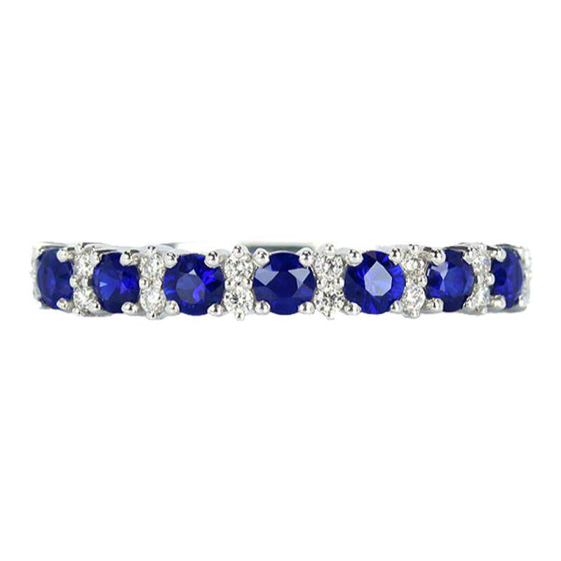18K白金天然皇家蓝宝石排戒尾戒