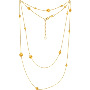 潮宏基非遗花丝圆满双层黄金项链足金套链索玛花时尚叠戴礼物卟