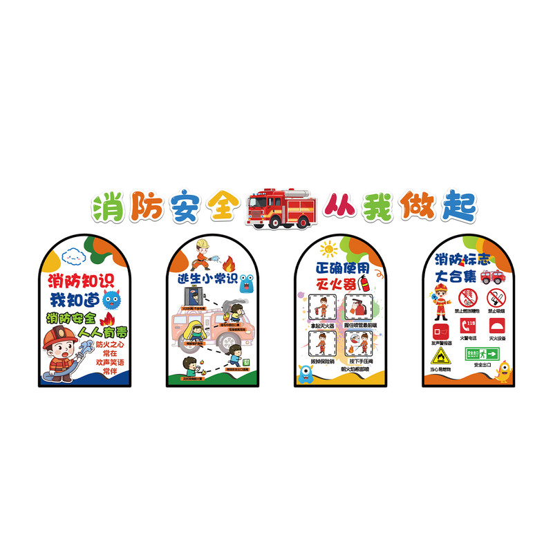 幼儿园墙面装饰环创走廊大厅主题成品安全教育消防安全文化黑板报