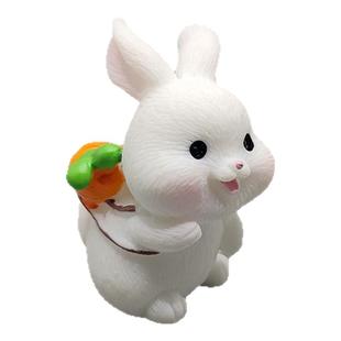 微景观摆件 小号 卡通兔子萌兔可爱小白兔动物模型树脂过家家玩具