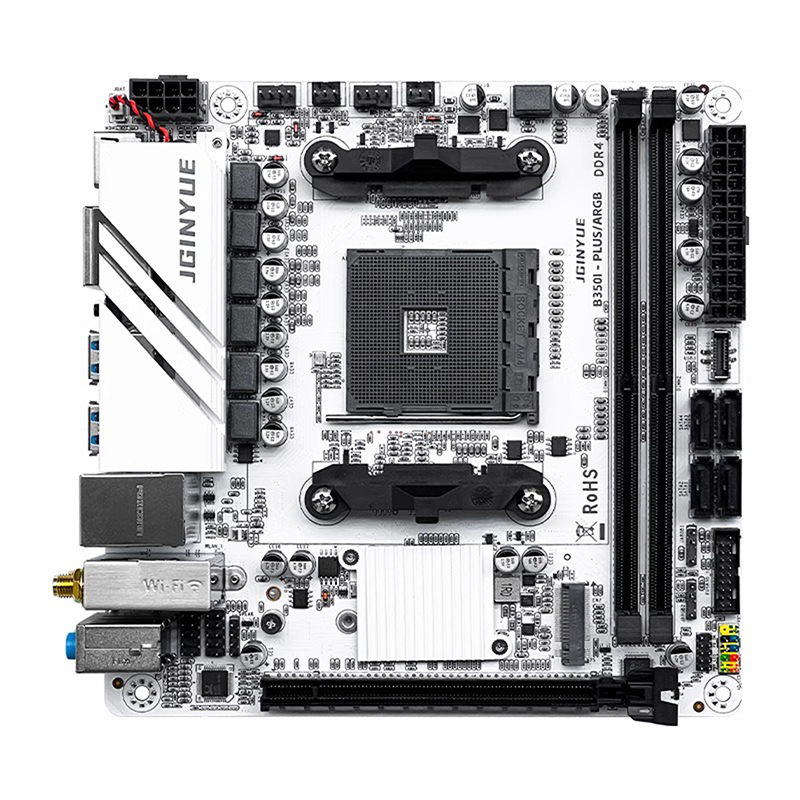 精粤B350 B450主板AM4锐龙DR4游戏R5 2600白色itx迷你TI PLUS主板