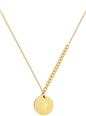 欧美硬币毛衣链项链复古金色钱币