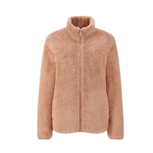 日单女装2025秋冬新款长绒摇粒绒茄克长袖开衫立领保暖外套439138