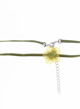 生如夏花i原创花朵黑色丝绒项圈