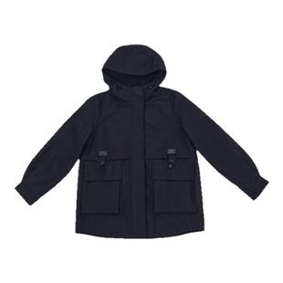 Gitti/吉蒂秋冬收腰拼接大口袋抽绳女装中长连帽风衣外套G245617