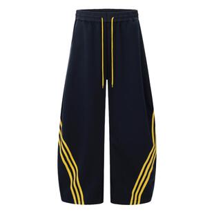 辣到中暑美式辣妹复古街头风街舞三杠条纹绑带弯刀休闲裤宽松阔腿