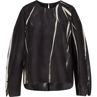 【精工系列】LESS拓印印花衬衫女圆领桑蚕真丝长袖衬衣2O4212220