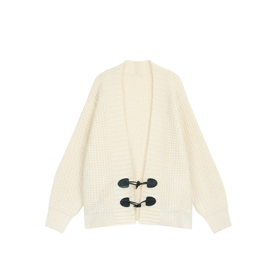 NEVA HU【限时7.5折】天生松弛 牛角扣针织开衫女软糯毛衣外套