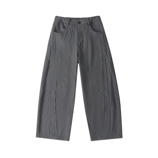 LR MADE 26SS 破缝弧形活片 仿麻感TR 挺括垂感 微弯刀休闲长西裤