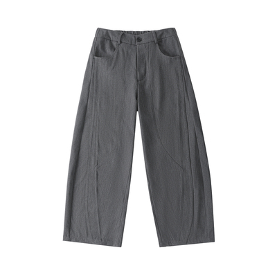 LR MADE 26SS 破缝弧形活片 仿麻感TR 挺括垂感 微弯刀休闲长西裤