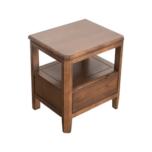 优木家具纯实木床头柜北美橡木床头柜灯桌卧室床边储物柜北欧卧室