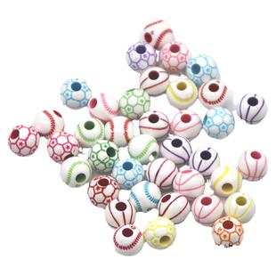 DIY儿童手工串珠编织材料 孔径4mm大孔珠子散珠 亚克力水洗球形珠