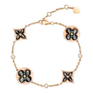 周珍珍18K高版本菱形贝母灰贝母镶钻四五花手链女轻奢小众四叶草