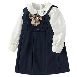 巴拉巴拉童装女童连衣裙套装学院风背带裙两件套2025新款秋装洋气