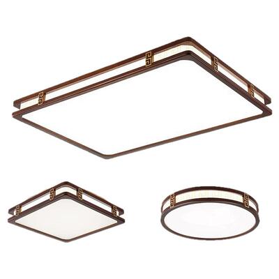 全铜新中式胡桃木色客厅吸顶灯