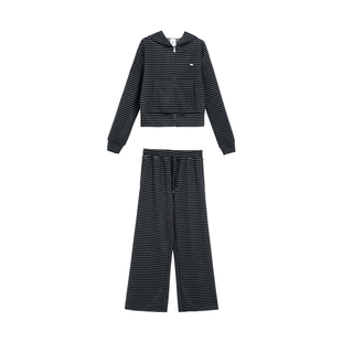 TurnSignal条纹卫衣长裤套装女秋冬2025新款连帽休闲运动两件套