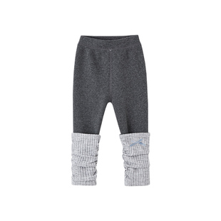 皇室童缘女童奥利绒打底裤冬季新款儿童撞色拼接裤子中大童修身