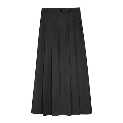 NEVAHU梭织百褶半身裙高腰长裙