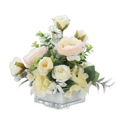 亚克力方杯小桌花仿真花