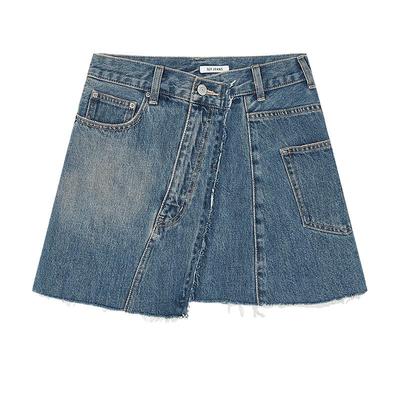 SLY 2025夏季新品街头复古做旧毛边A字牛仔半身裙女030ISY11-3601