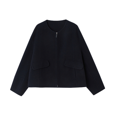 indicia标记山羊绒短款呢大衣