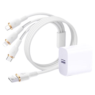 【国家3C认证】铂信适用苹果安卓华为荣耀三合一充电器线100W超级快充三头Typec车载手机一拖三多头同时快充3