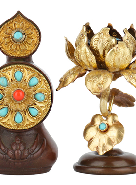 慧宝铜制八供朵玛莲花果食子摆件