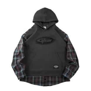 维动炽焰连帽拼接卫衣时尚百搭美式潮男女秋高街复古宽松运动长袖