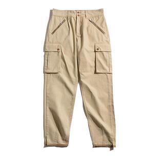 马登工装美式复古纯棉户外运动机车能裤口袋直筒长休闲裤子男春冬