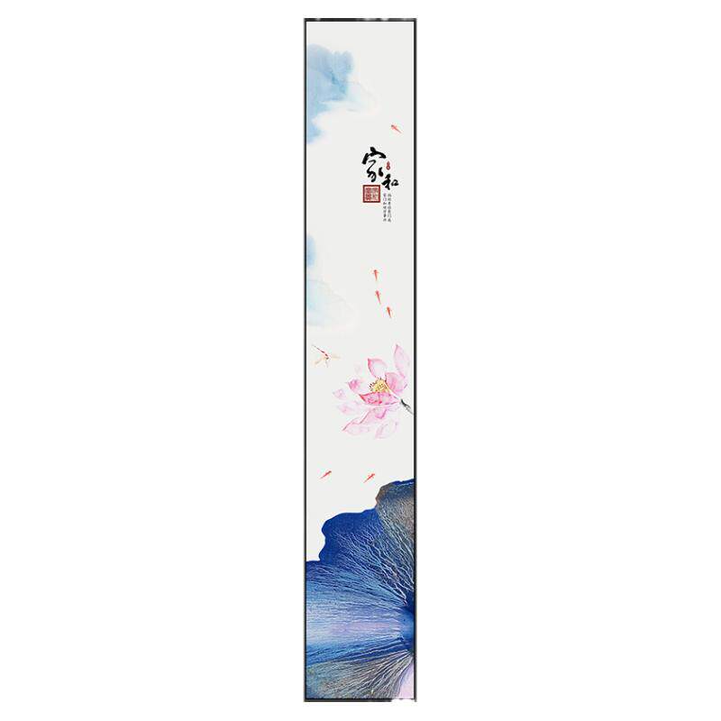 玄关装饰画荷花挂画新中式禅意水墨莲花细长条竖窄款走廊过道墙画
