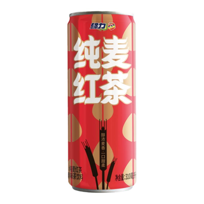 绿力纯麦红茶0脂饮料310ml*24罐装整箱装国产饮品记忆中的味道