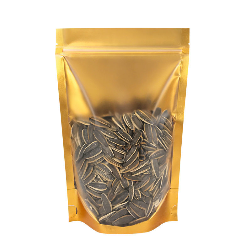 金色阴阳自立袋半透明铝箔拉链自封袋茶叶食品包装袋密封自立袋