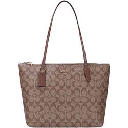 【自营】COACH/蔻驰女士zip 30中号皮质单肩手提拉链托特包4455