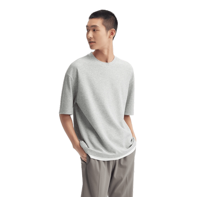 森马凉感华夫格假两件短袖T恤男