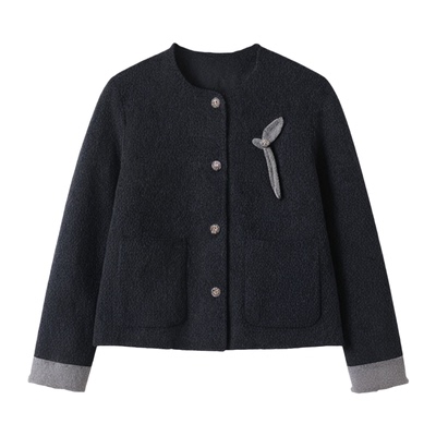 齐黛品牌大衣双面羊绒女2025冬新款加厚减龄妈妈短款羊毛呢子外套