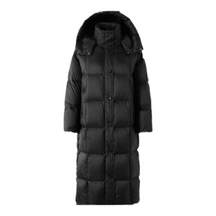 Navigare意大利小帆船黑色长款羽绒服外套女冬季休闲保暖面包服